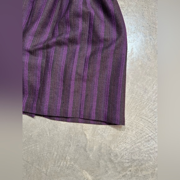 Purple Mixed Thread Skirt w Buttons Size 10 Petite Pure Virgin Wool/ Lined Skirt - Picture 10 of 10